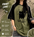 Wow Cat Tshirt for Women ( Green)