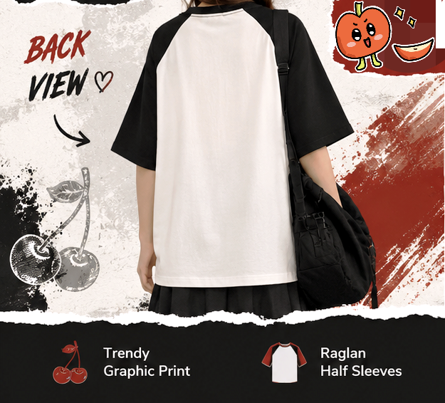 Cheery Print dress for women ( Red, Black & White)