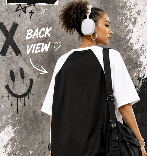 Y2K PRINT TSHIRT FOR GIRLS ( BLACK AND WHITE )