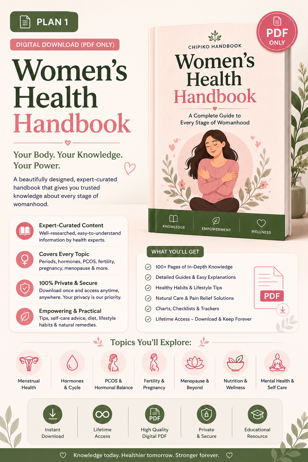 Women's Health Handbook (PDF)
Your Complete Guide to Periods, Hormones, Pregnancy & Reproductive Wellness